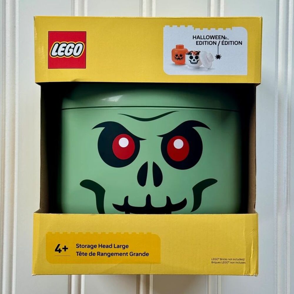 Large Stackable Lego Zombie/Skeleton Storage Head Halloween Edition